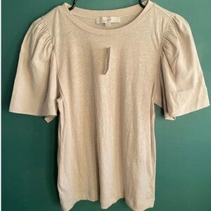 🤎✨‎ Ann Taylor Loft Mixed Media Flutter Sleeve Top (NEW WITH TAG) ✨🤎